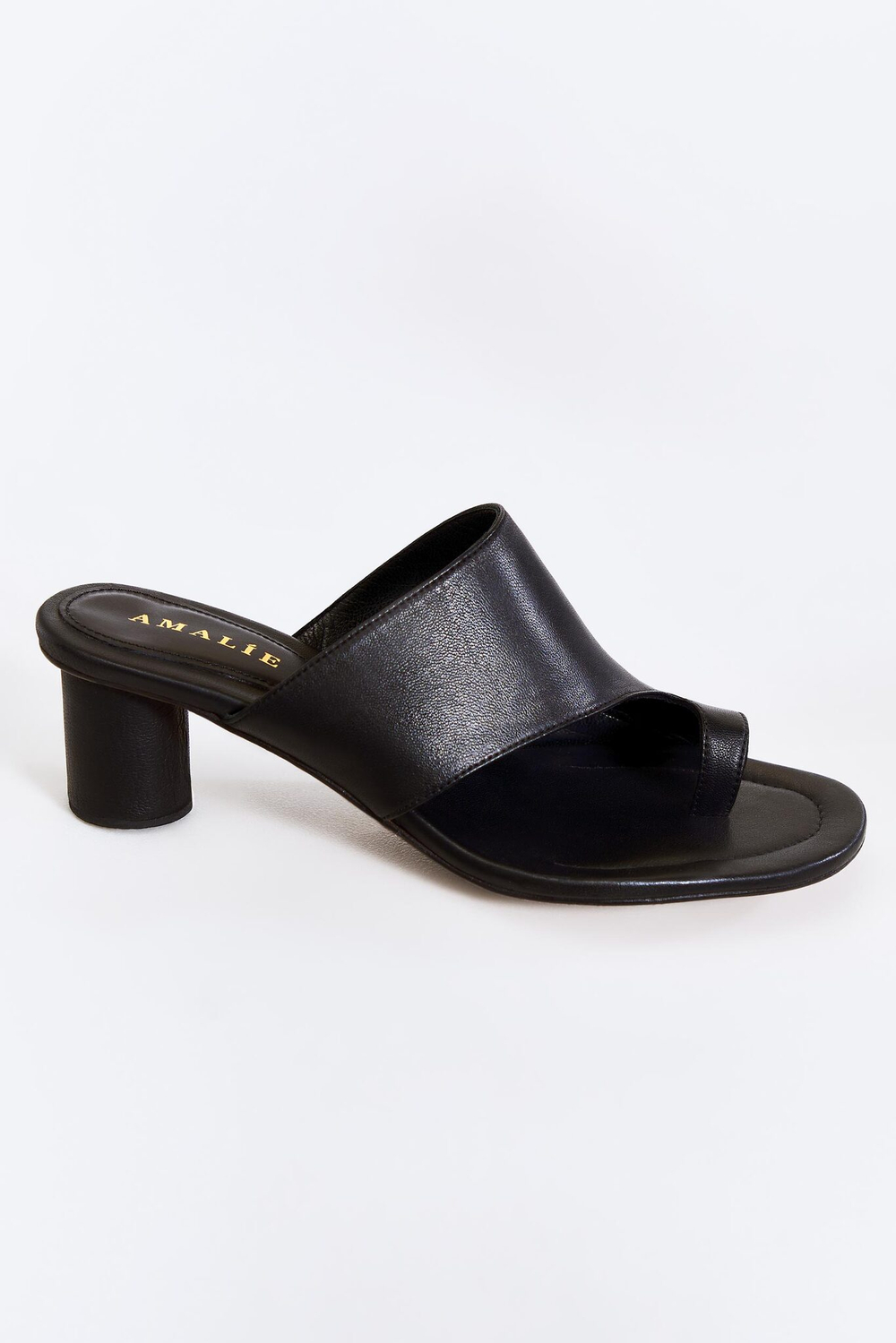 Мюли на низком каблуке из натуральной кожи AFINA / черный