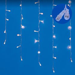 ULD-B6007-200-STK WARM WHITE IP44 Бахрома светодиодная со статическим свечением. 6м. Соединяемая. 200 светодиодов. Теплый белый свет. Провод прозрачный. ТМ Uniel