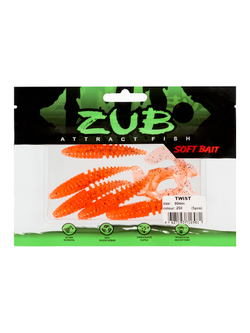 Приманка ZUB-TWIST  90мм(3,5")-5шт, (цвет 250) морковный с блестками