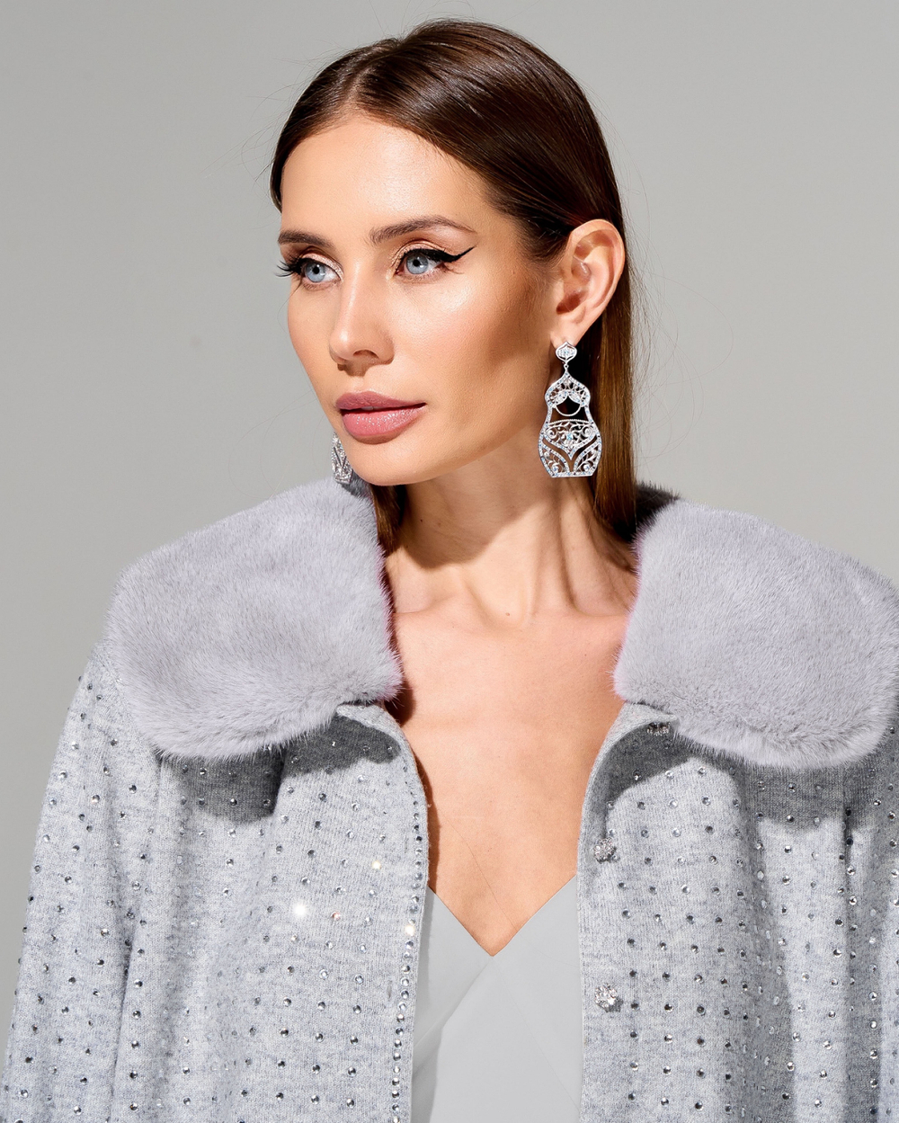 Кардиган с меховой отделкой "Стелла"