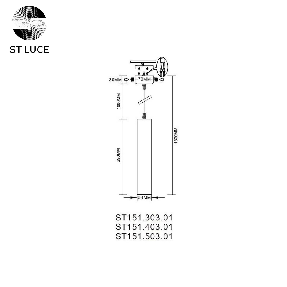 ST151.303.01 Светильник подвесной Золотистый GU10 1*50W  IP20 D54xH290 220V Без ламп