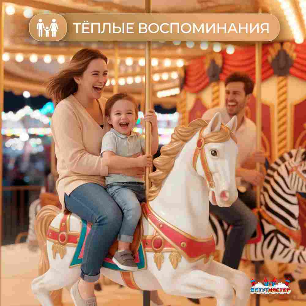 Электрическая свадебная карусель «Золотая колесница» с LED-подсветкой, 16 мест