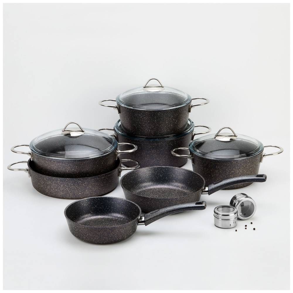 СКОВОРОДА AGNESS ГЛУБОКАЯ С АНТИПРИГАРНЫМ "МРАМОРНЫМ" ПОКРЫТИЕМ, СЕРИЯ GRANITE, 28Х6,6СМ