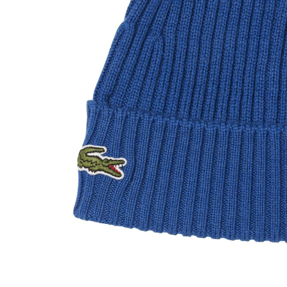 Czapka zimowa Lacoste Unisex Ribbed Wool - sapphire blue