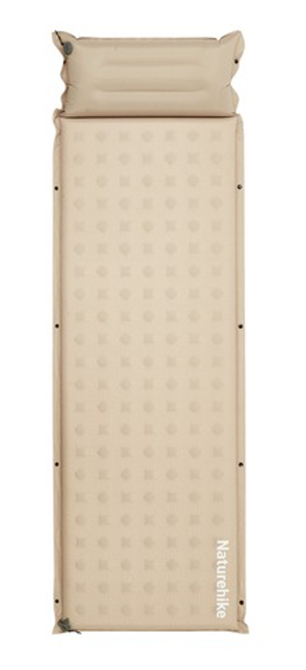 Коврик надувной односпальный Naturehike D series, с подушкой, бежевый (CNK2550WS025)