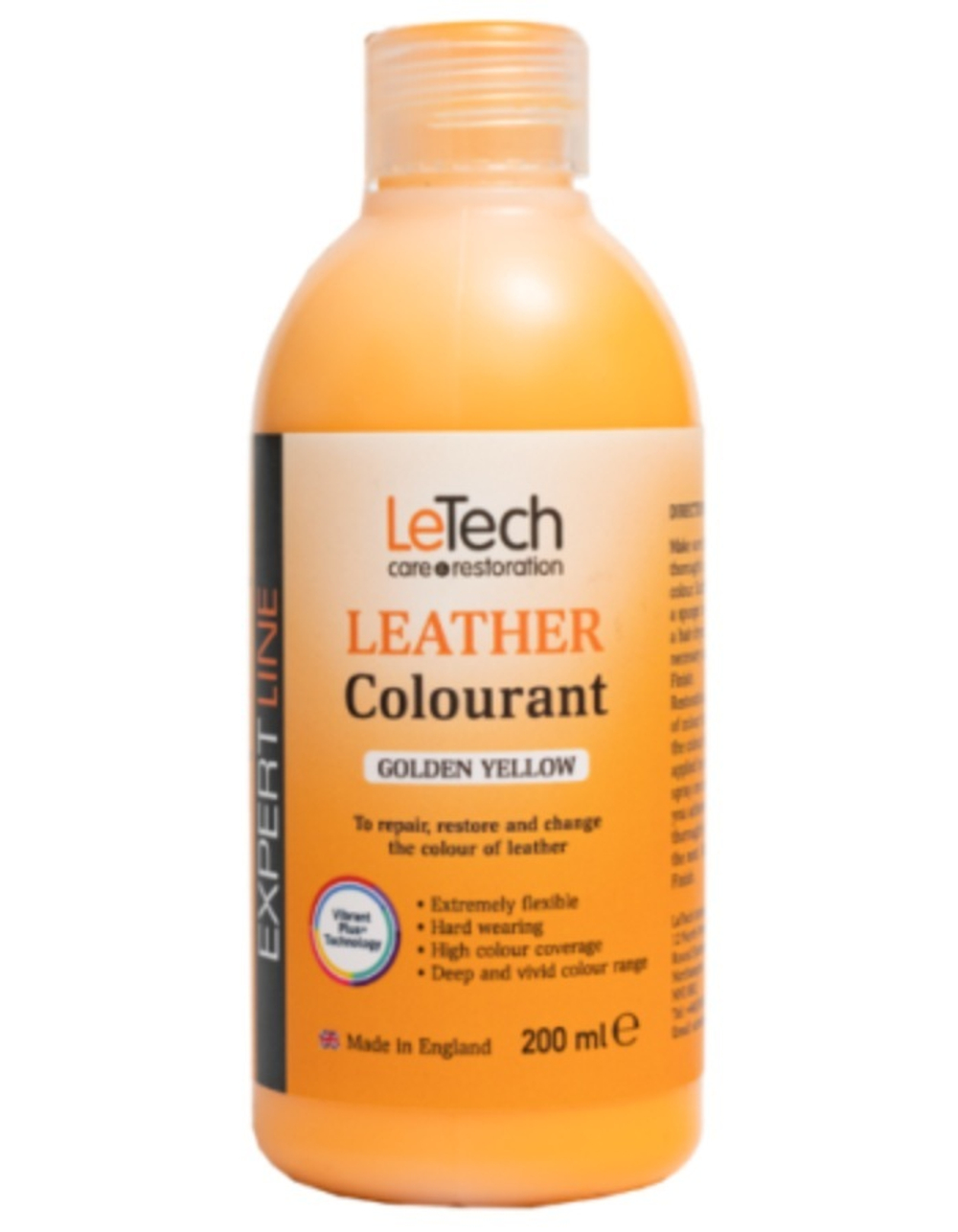 LeTech Expert Line Краска для кожи (Leather Colourant) Golden Yellow, 200мл