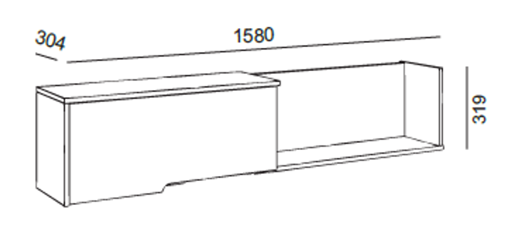 Полка навесная "Винсент 5" М-4 (дуб ирландский/бел.мат/дуб глуб.синий), ЛДСП, Комфорт-S, г. Ижевск Русский