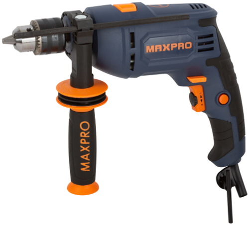 MAX-PRO Дрель ударная 710 Вт, 0-2800об/мин, ключевой патрон 1,5-13мм, 1,7 кг, антивибрационная ручка, резиновые вставки, кор. 85066