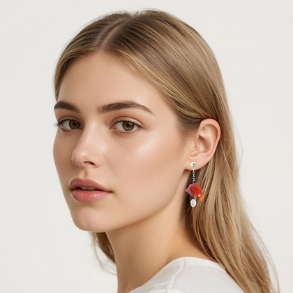 Серьги дельфины из сердолика