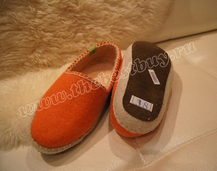 Тапочки из войлока лодочка - (Монголия) - оранж
