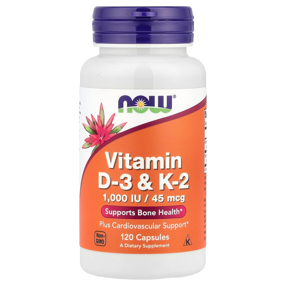 NOW Foods, витамины D3 и K2, 120 капсул