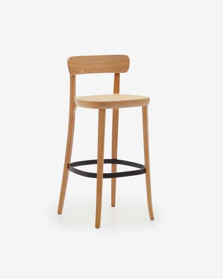 Барный стул Romane светлый бук с сиденьем из ротанга | La Forma | Испания