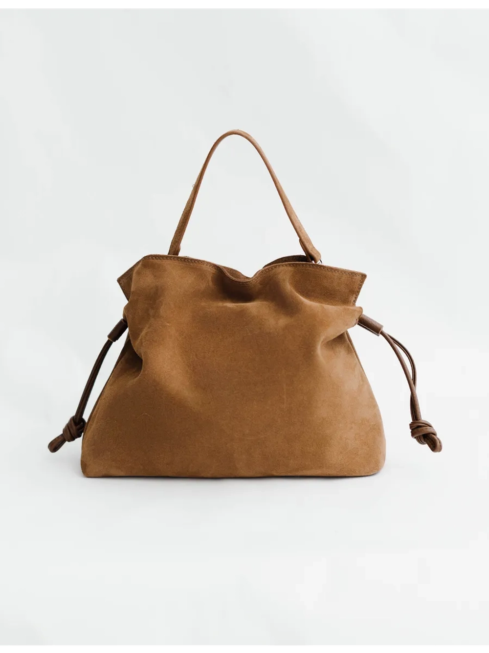 Сумка мешок через плечо средняя натуральная замша