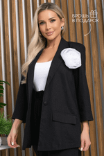 Пиджак льняной Мэрлин (черный) Б13239-7М LT Collection