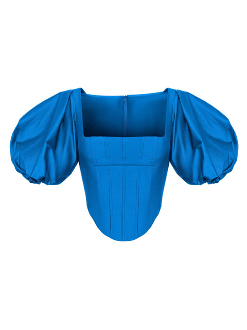 Шелковый топ с объемными рукавами