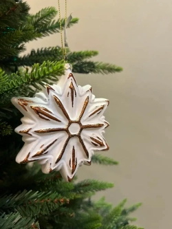 Елочная игрушка Снежинка пряничная №1,10,5 см, стекло