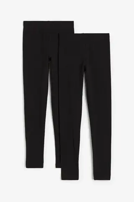 H&M Хлопковые легинсы (набор 2 шт.), черный