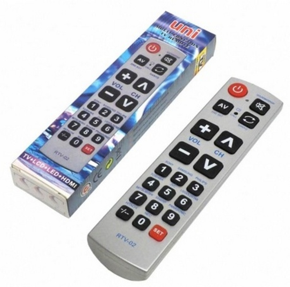 Пульт Uni RTV-02 TV+LCD+LED+HDMI универсальный