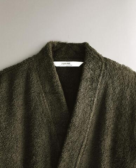 ZARA HOME ХЛОПКОВЫЙ ХАЛАТ, ХАКИ