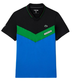 Мужское теннисное поло Lacoste Tennis x Daniil Medvedev Seamless Effect Polo Shirt - black/bordeaux/green