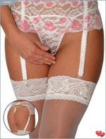 Белый ажурный пояс со стрингами (44-46) (Цвет: белый)