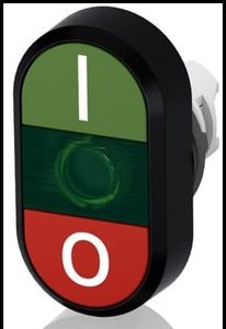 ABB 1SFA611131R1102 MPD2-11G Кнопка двойная с текстом I/O с подсветкой зеленая линза (корпус)