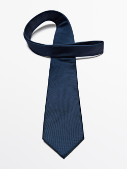 Massimo Dutti Галстук из 100% шелка, темно-синий