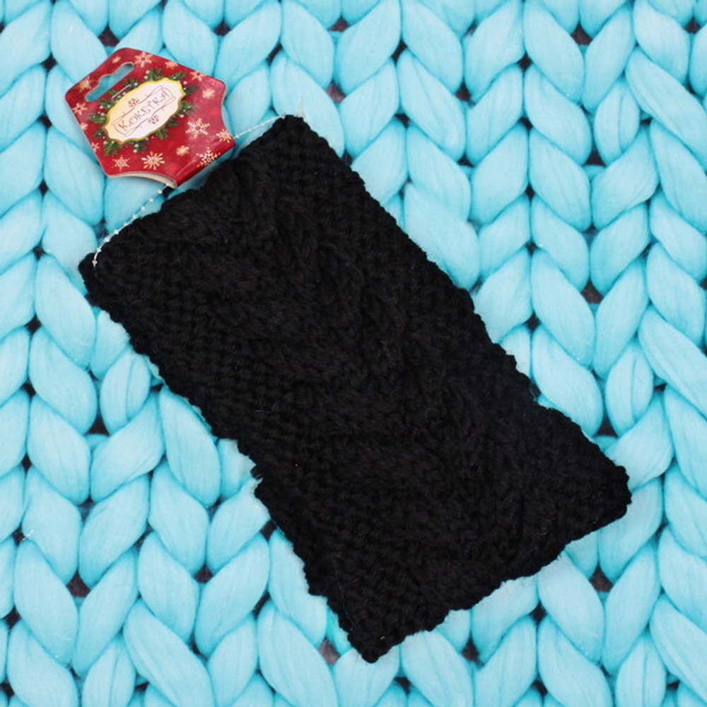 Повязка на голову теплая «Winter city - Коса, микс 6 цветов, 10*20см (Подвес Кокетка - Зима)