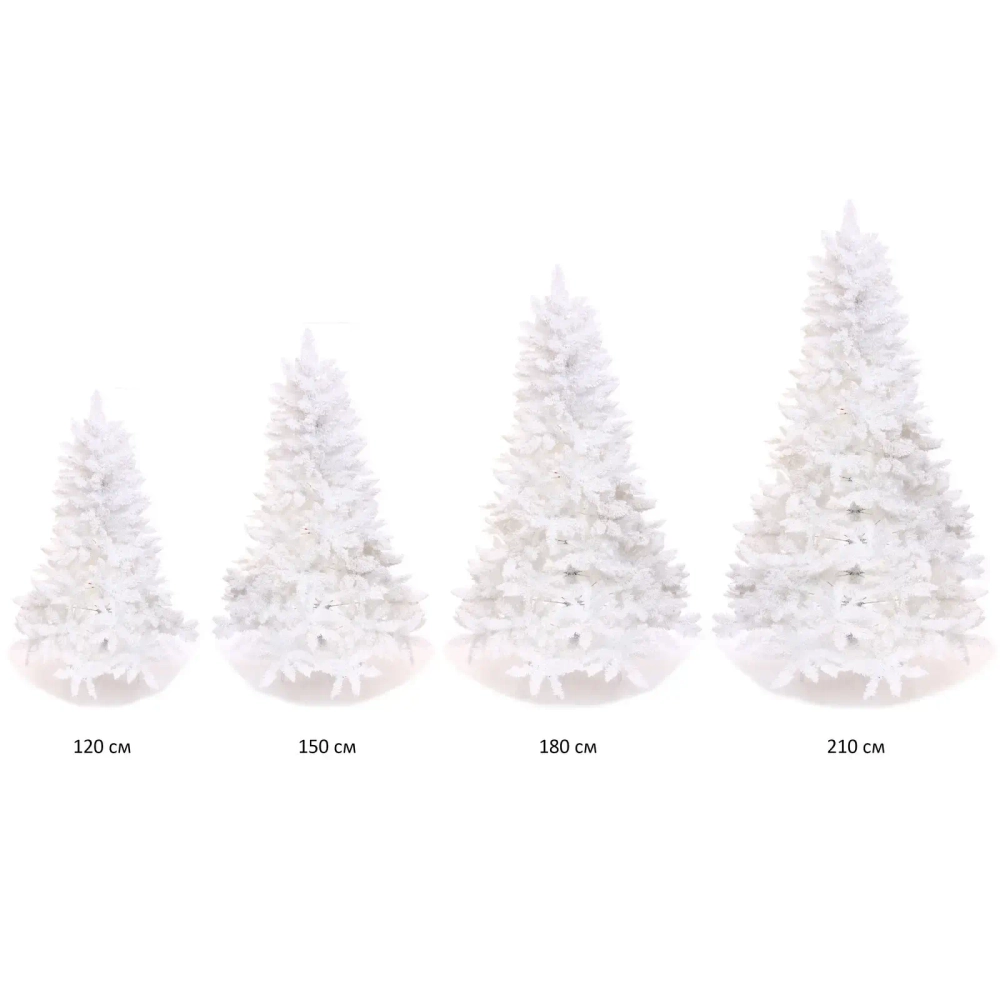 Ёлка «Звон вьюги» 120 см, ПВХ (278 веток), белый иней, Белый