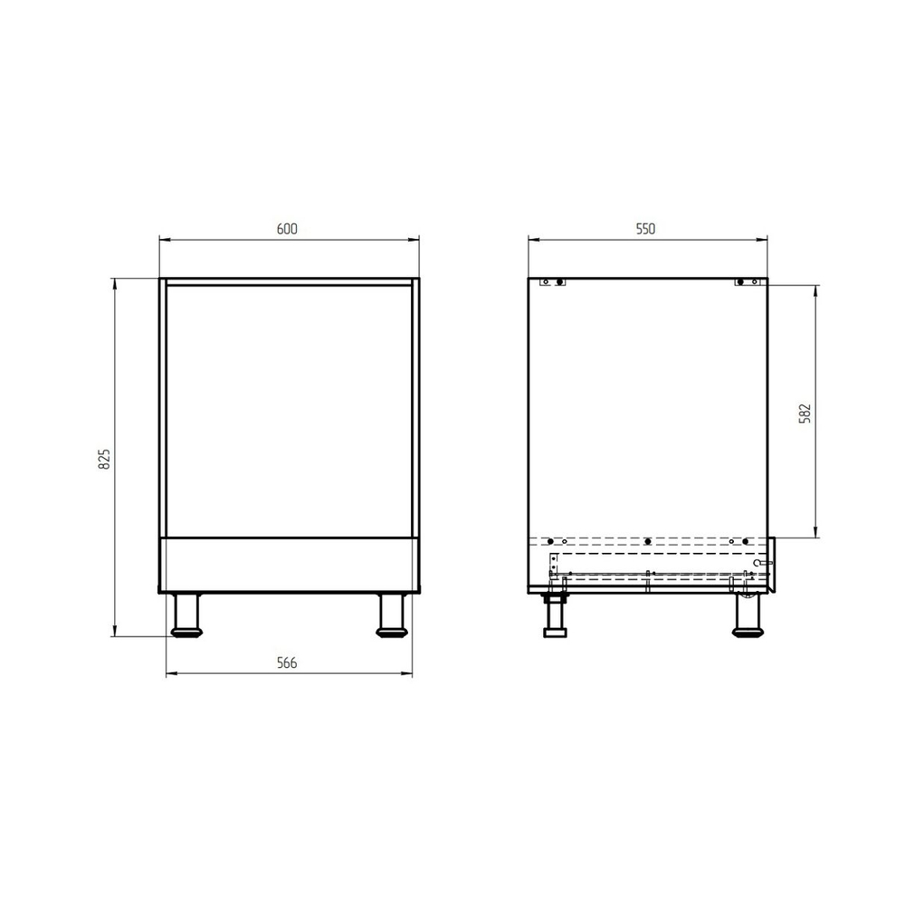 Кухонный модуль напольный 60х55х83 под духовой шкаф, Валенсия, без столешницы, на ножках, белый, Dipriz