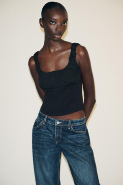 ZARA КОМБИНИРОВАННЫЙ ТОП, ЧЕРНЫЙ