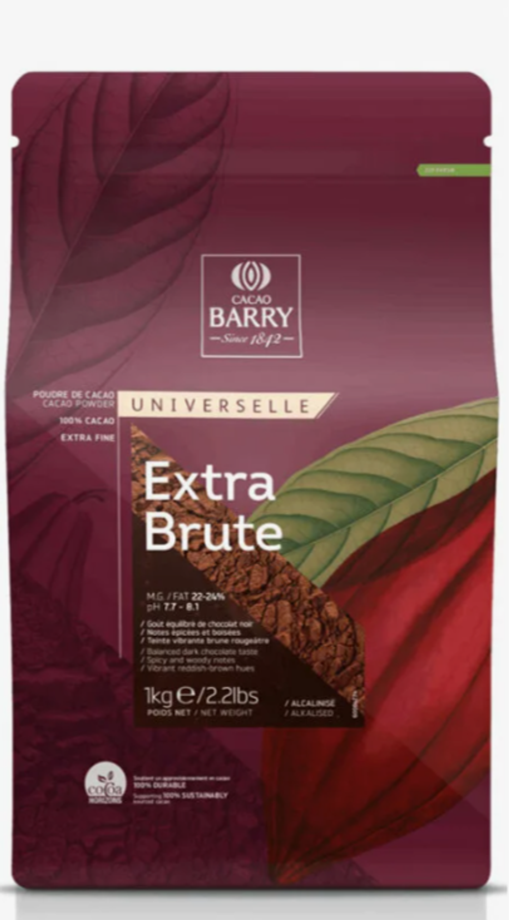 Какао порошок алкализованный Cacao Barry Extra Brute (Франция) 1 кг