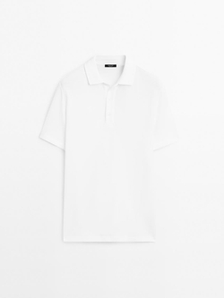 Massimo Dutti Футболка-поло с коротким рукавом, белый