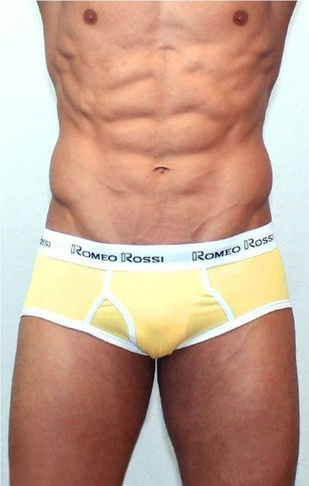 Мужские трусы-брифы с низкой посадкой и контрастной белой резинкой (Размер: L) (Цвет: белый)