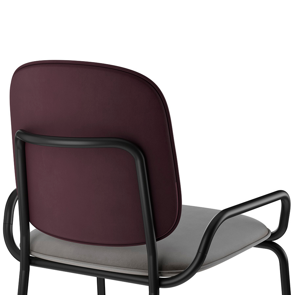 Стул барный Ror, 2 frame, велюр, черный/пурпурный/серый