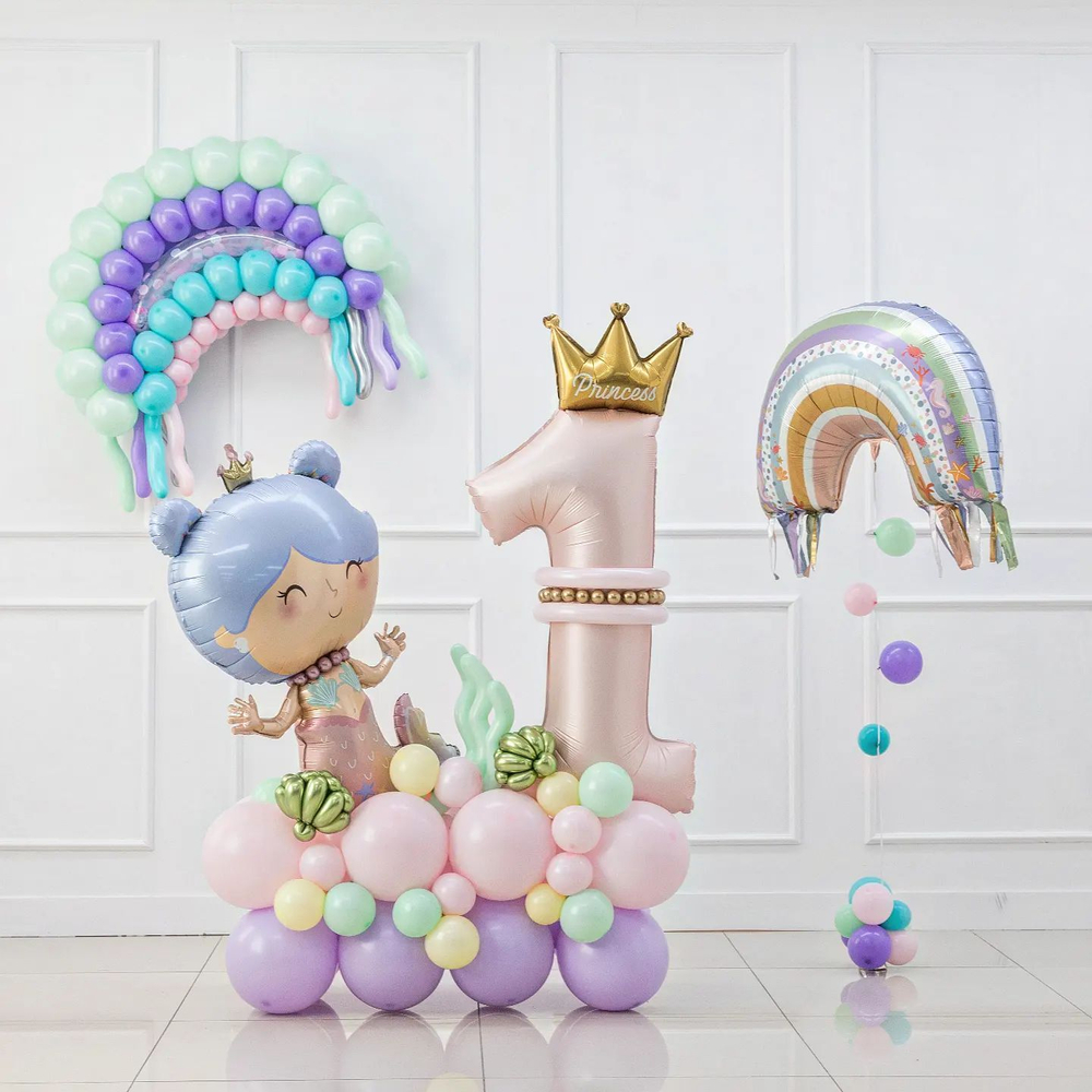 Шар (27""/69 см) Фигура, Радуга для Русалочки, 1 шт. В014