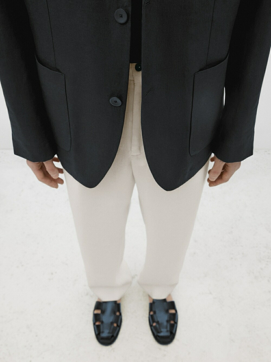 Massimo Dutti Льняные брюки с прямой посадкой - limited edition, натуральный