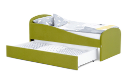 Детская мягкая кровать с ящиком Бельмарко Letmo оливковый велюр