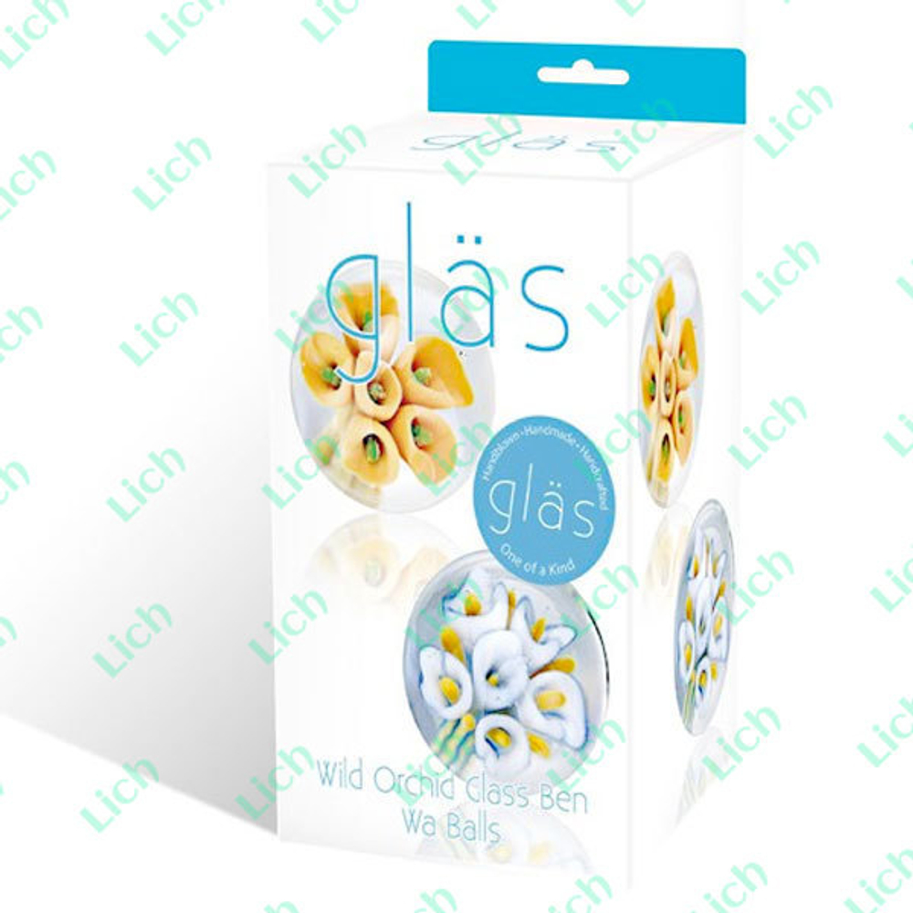 Стеклянные вагинальные шарики Wild Orchid (желтый, белый) - 3,5 см