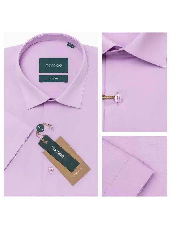 Рубашка приталенная SLIM FIT с коротким рукавом, сиреневая