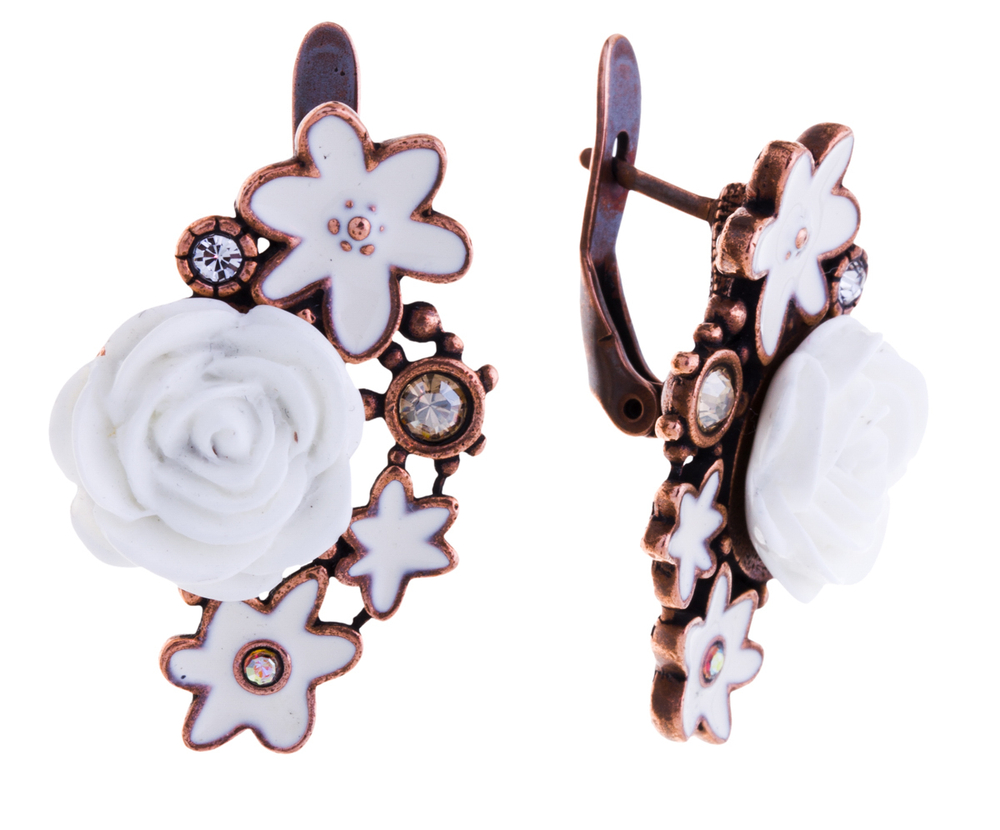 "Бурури" серьги в медном покрытии из коллекции "Бурундия" от Jenavi  с английским замком