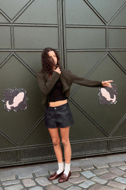 ZARA КАРДИГАН В РУБЧИК С ПУГОВИЦАМИ, ТЕМНЫЙ ХАКИ