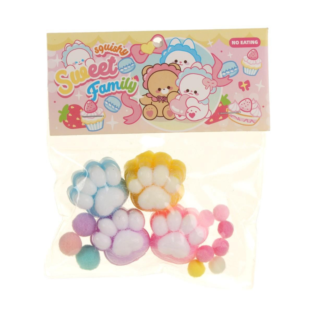 Сквиш "Набор мягких лапок" 3см. 4шт. пакет №19-3