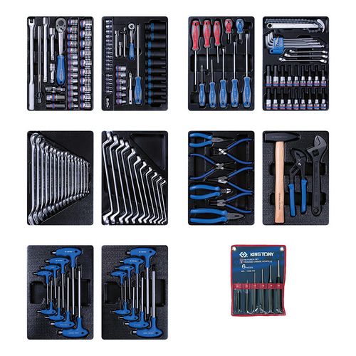 KING TONY (932-000MRD-MT) Набор инструментов для тележки, 10 ложементов, 173 предмета