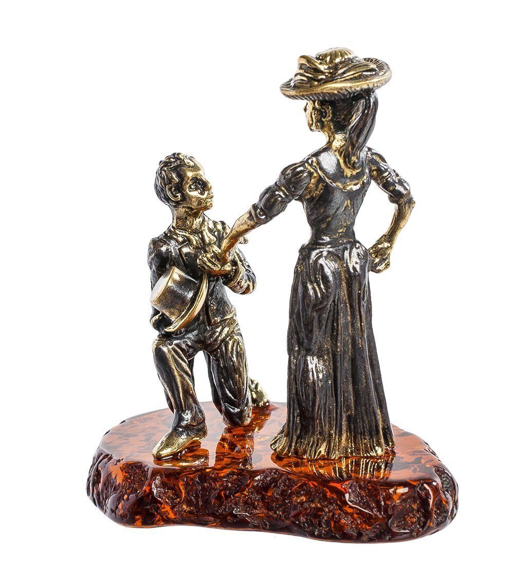 Народные промыслы AM-1235 Фигурка «Предложение руки и сердца» (латунь, янтарь)