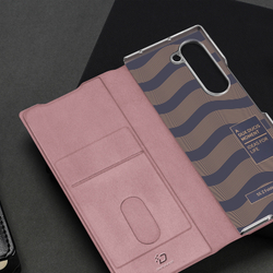 Чехол розового цвета с премиальной искусственной кожи от Dux Ducis для Samsung Galaxy Z Fold 6, серия Bril Series Case
