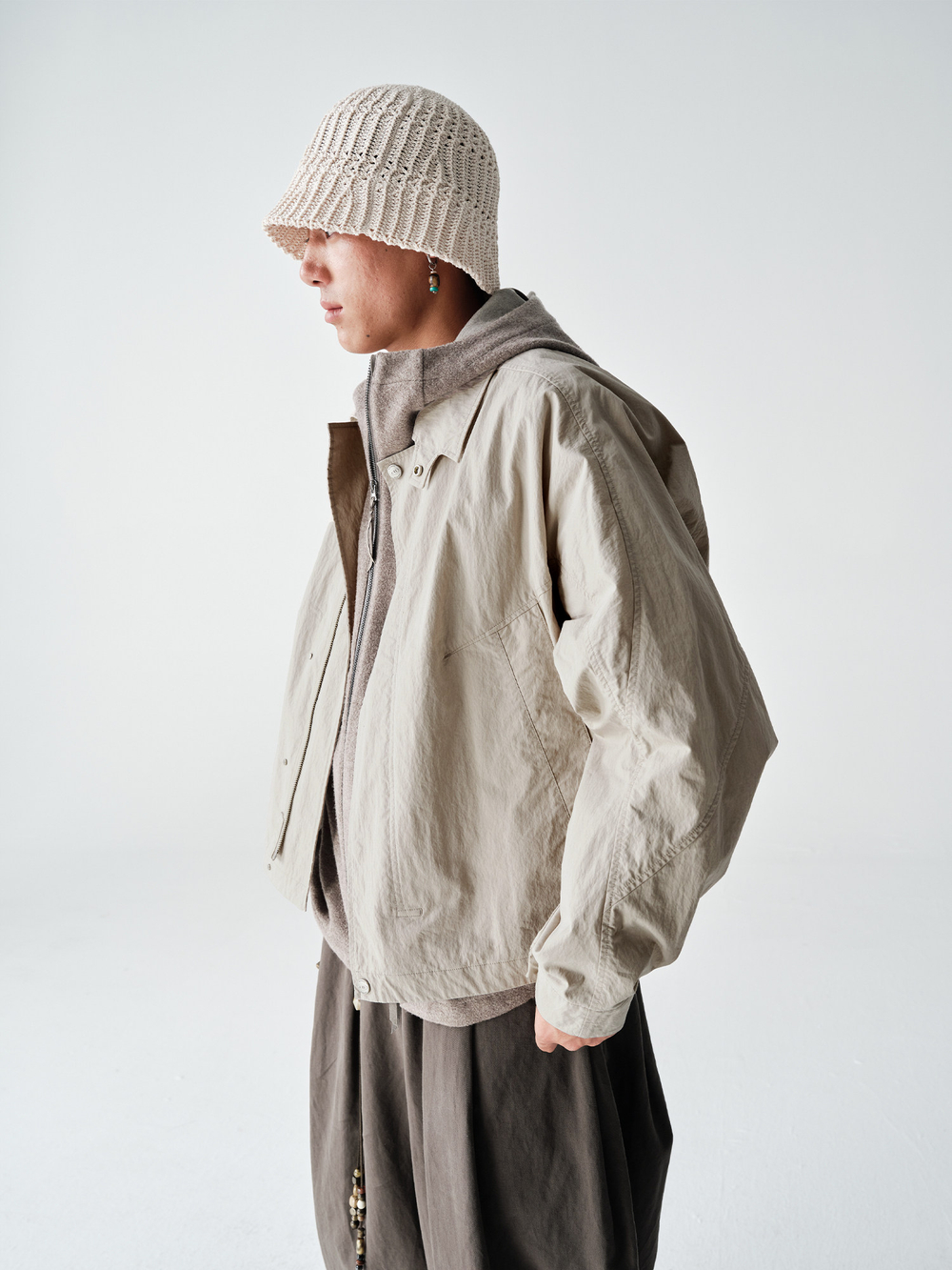 Куртка Nothomme Blue Spring Slightly Wrinkled Cotton-Nylon Blend Cargo Turn-Down Collar Jacket