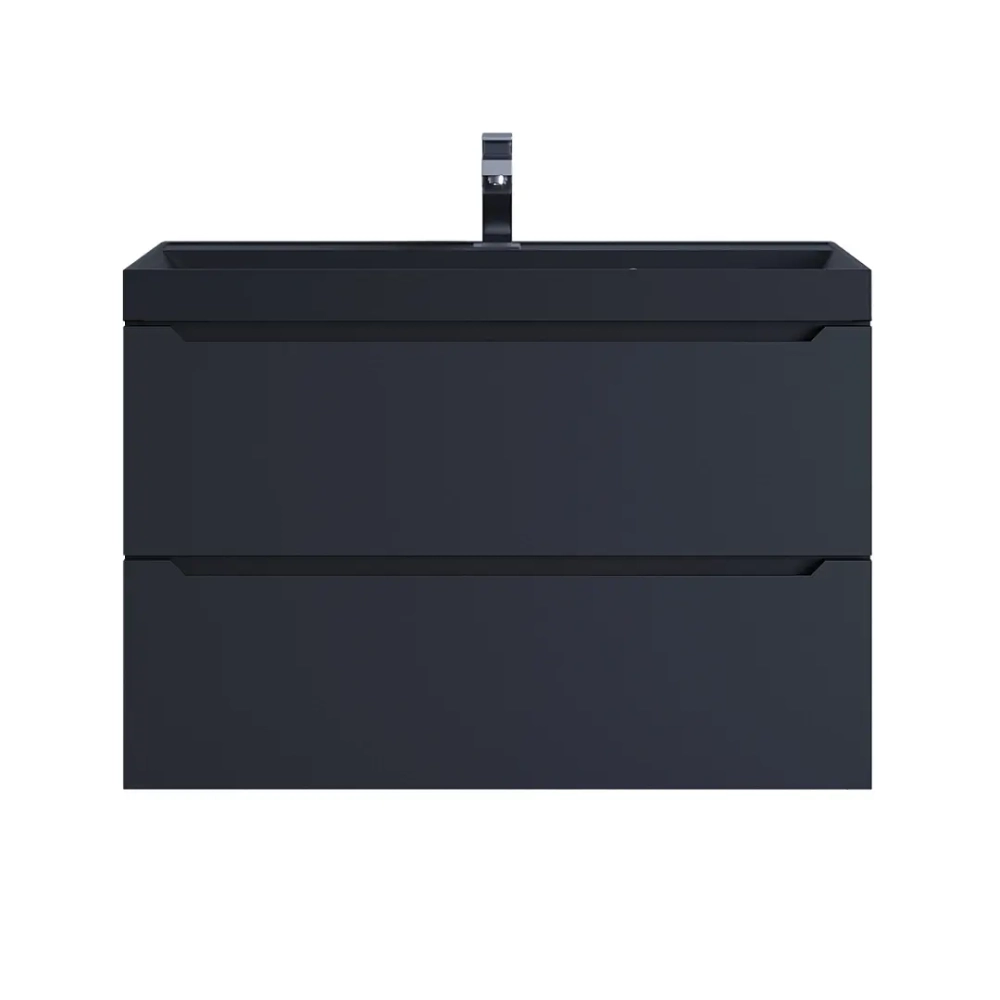 Тумба с раковиной Uperwood Tanos-Classic Quartz 80 см, черная/уголь