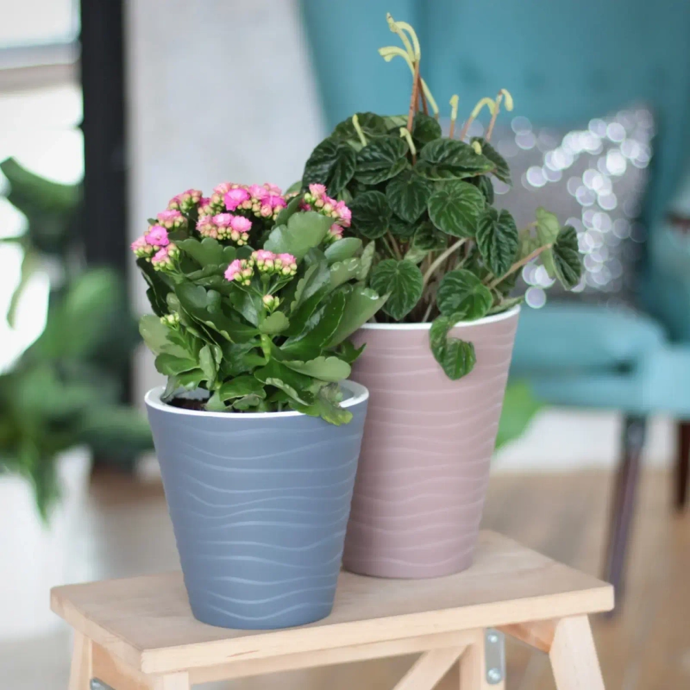 Кашпо для цветов пластиковое 2,8л d-17см «Валенсия» со вставкой жемчуг