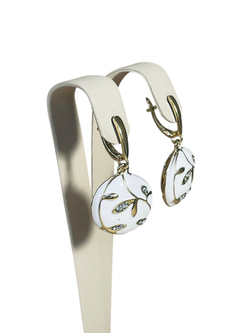 Серьги подвески с эмалью круглые